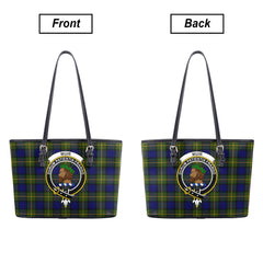 Muir Tartan Crest Leather Tote Bag