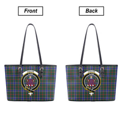 Ogilvie Hunting Modern Tartan Crest Leather Tote Bag