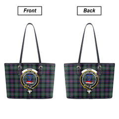 Rose Hunting Modern Tartan Crest Leather Tote Bag