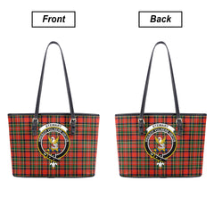 Stewart Royal Modern Tartan Crest Leather Tote Bag
