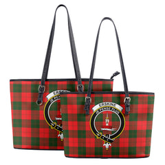 Erskine Modern Tartan Crest Leather Tote Bag