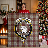 Cunningham Burgundy Dancers Tartan Crest Quilt
