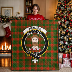 Menzies Green Modern Tartan Crest Quilt