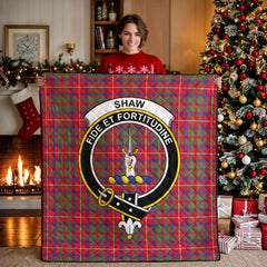 Shaw Red Modern Tartan Crest Quilt
