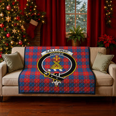 Galloway Red Tartan Crest Quilt