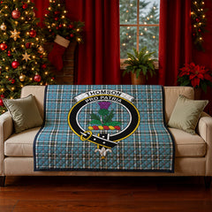 Thomson Blue Tartan Crest Quilt