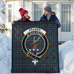 Fraser (of Lovat) Hunting Ancient Tartan Crest Quilt