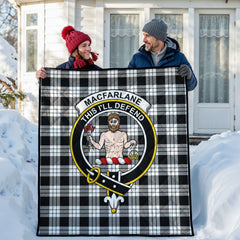 MacFarlane Black - White Tartan Crest Quilt