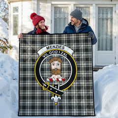 Menzies Black - White Ancient Tartan Crest Quilt