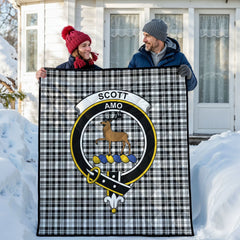 Scott Black & White Modern Tartan Crest Quilt