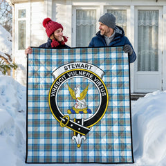 Stewart Muted Blue Tartan Crest Quilt