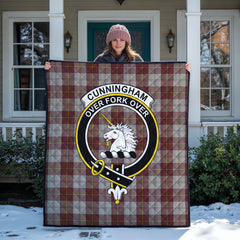 Cunningham Burgundy Dancers Tartan Crest Quilt