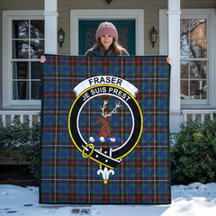 Fraser (of Lovat) Hunting Ancient Tartan Crest Quilt