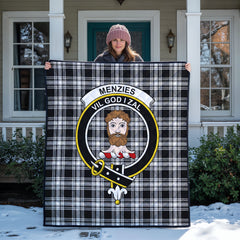 Menzies Black - White Modern Tartan Crest Quilt