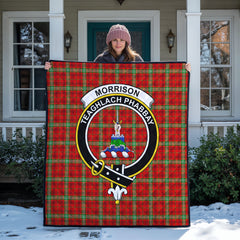 Morrison Red Modern Tartan Crest Quilt