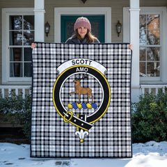 Scott Black & White Modern Tartan Crest Quilt