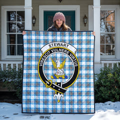 Stewart Muted Blue Tartan Crest Quilt