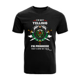 Primrose Tartan Crest T-shirt - I'm not yelling style