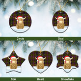 Cochrane Modern Tartan Christmas Ceramic Ornament - Highland Cows Style