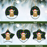 Farquharson Modern Tartan Christmas Ceramic Ornament - Highland Cows Style