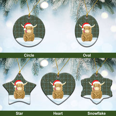 Kelly Dress Tartan Christmas Ceramic Ornament - Highland Cows Style