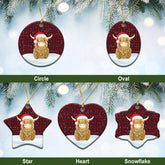 Kelly of Sleat Red Tartan Christmas Ceramic Ornament - Highland Cows Style