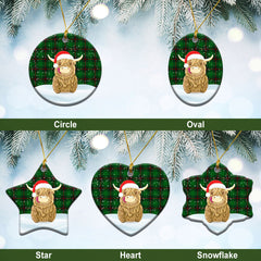 Lundin Tartan Christmas Ceramic Ornament - Highland Cows Style