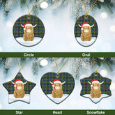 MacLellan Ancient Tartan Christmas Ceramic Ornament - Highland Cows Style