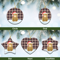 MacPherson Hunting Ancient Tartan Christmas Ceramic Ornament - Highland Cows Style
