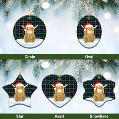 McKenzie Tartan Christmas Ceramic Ornament - Highland Cows Style
