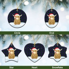 McLafferty Tartan Christmas Ceramic Ornament - Highland Cows Style