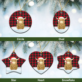 Roxburgh District Tartan Christmas Ceramic Ornament - Highland Cows Style