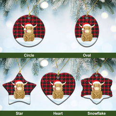 Roxburgh District Tartan Christmas Ceramic Ornament - Highland Cows Style