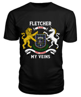 Fletcher Modern Tartan Crest 2D T-shirt - Blood Runs Through My Veins Style