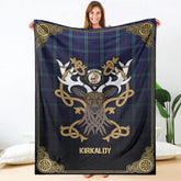 Kirkaldy Tartan Crest Premium Blanket - Celtic Stag style