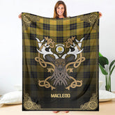 MacLeod of Lewis Ancient Tartan Crest Premium Blanket - Celtic Stag style