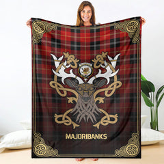 Majoribanks Tartan Crest Premium Blanket - Celtic Stag style