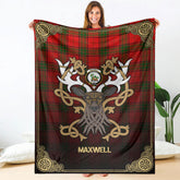 Maxwell Modern Tartan Crest Premium Blanket - Celtic Stag style
