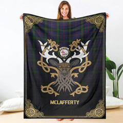 McLafferty Tartan Crest Premium Blanket - Celtic Stag style