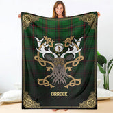 Orrock Tartan Crest Premium Blanket - Celtic Stag style