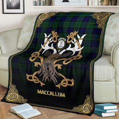 MacCallum Modern Tartan Crest Premium Blanket - Celtic Stag style