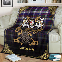 MacDonald Dress Modern Tartan Crest Premium Blanket - Celtic Stag style