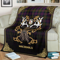 MacDonald Modern Tartan Crest Premium Blanket - Celtic Stag style