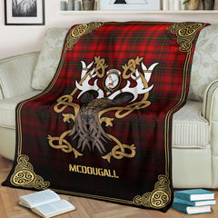 McDougall Tartan Crest Premium Blanket - Celtic Stag style
