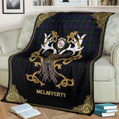 McLafferty Tartan Crest Premium Blanket - Celtic Stag style