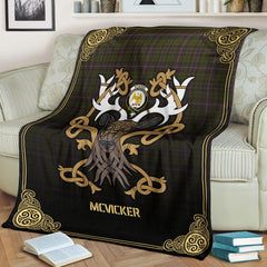 McVicker Tartan Crest Premium Blanket - Celtic Stag style
