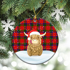 MacNicol (of Scorrybreac) Tartan Christmas Ceramic Ornament - Highland Cows Style