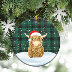 McLean Hunting Ancient Tartan Christmas Ceramic Ornament - Highland Cows Style