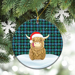 Mitchell Ancient Tartan Christmas Ceramic Ornament - Highland Cows Style