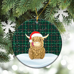 Ross Hunting Modern Tartan Christmas Ceramic Ornament - Highland Cows Style